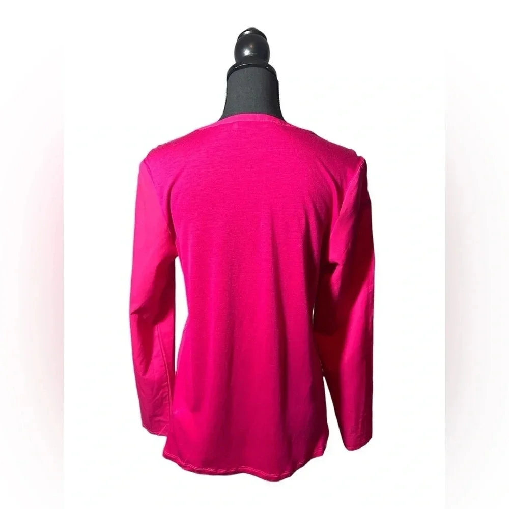 French Connection Hot Pink V-Neck Pullover Blouse Medium Y2K 90s